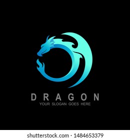 Dragon logo, Business card Elements for Brand Identity,Vector template. circle icon with dragon