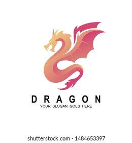 Dragon logo, Business card Elements for Brand Identity,Vector template. red logo with dragon icon