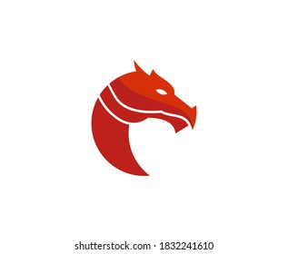Dragon logo chine red vector icon 
