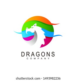 Dragon logo, Dragon logo with circle, mythical animal logo