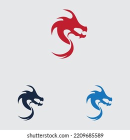 dragon logo collection on gray background design template