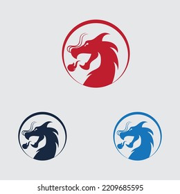 dragon logo collection on gray background design template