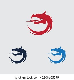 colección de logotipos de dragón en la plantilla de diseño de fondo gris