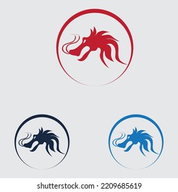 dragon logo collection on gray background design template