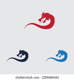 dragon logo collection on gray background design template