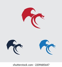 dragon logo collection on gray background design template