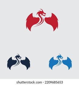 dragon logo collection on gray background design template