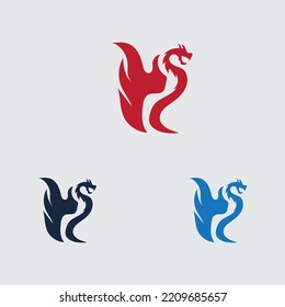 dragon logo collection on gray background design template