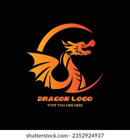 DRAGON LOGO CREATED BY ILLUSTRATOR, UNIQUE DRAGON DESIGN FOR ANIMAL RELATED BUSINESS AND COMPANY