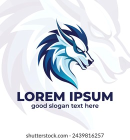 dragon logo design, dragon with blue ice illustration, gamer logo, dragon esport logo design