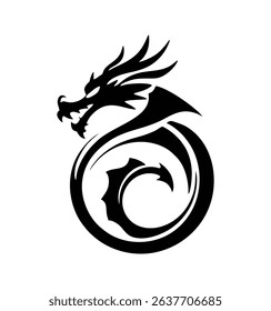 Dragon Logo Design, Chinese belief legend animal illustration.