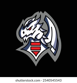 dragon logo design ilustração com cor branca escura adequado para o seu logotipo de jogo, esportes, esporte, marca, moda e muito mais