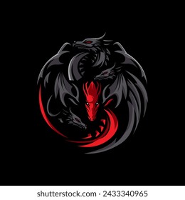 Dragon logo design illustration vector. Mythological beast sign