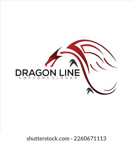 dragon logo design line art gradient color