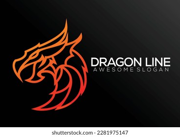 dragon logo design line art colorful