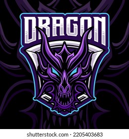 Dragon logo design with shield for esport mascot 
