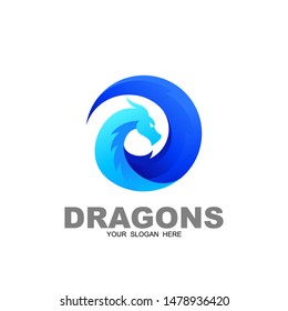Dragon logo design template, brand logo design concept, vector illustration