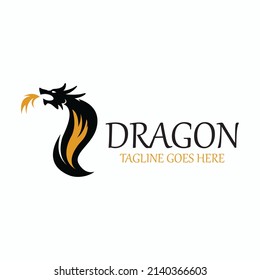 Design-Vorlage für das Drachenlogo Design des Drachenfeuerlogos Vektorgrafik