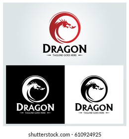 Dragon logo design template. Dragon fire logo. vector illustration