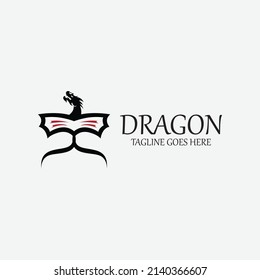 Dragon logo design template. Dragon fly icon. Vector illustration