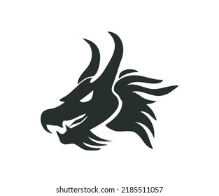 dragon logo design template, head od dragon  vector isolated on white. 