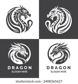 Plantilla de diseño del logotipo del dragón, logotipo del dragón moderno en el marco de círculo