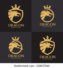 Dragon logo design template ,Dragon shield logo design concept ,Vector illustration
