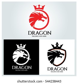 Dragon logo design template ,Dragon shield logo design concept ,Vector illustration