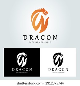 Dragon logo design template. Vector illustration