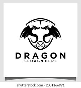 dragon logo design template vector