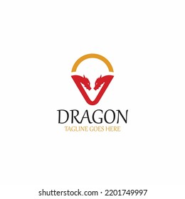 Dragon logo design template. Vector illustration