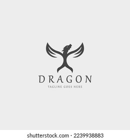 Dragon logo design template. Vector illustration