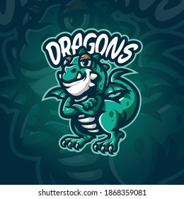 dragon logo design vector with concept style for badge, emblem and tshirt printing. dragon illustration.
