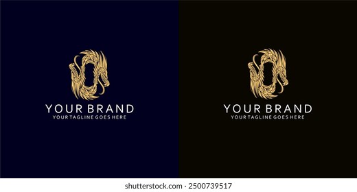 Un logo de dragón con adornos dinámicos que da una impresión elegante, firme y fuerte