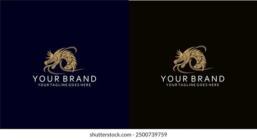 A dragon logo with dynamic ornaments that gives an elegant, firm and strong impression