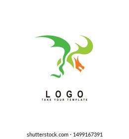 dragon logo, fantasy animal design template