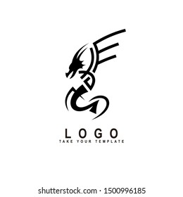 dragon logo, fantasy animal design template