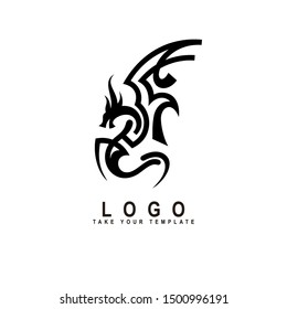 dragon logo, fantasy animal design template