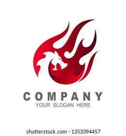 Dragon logo with a fire design illustration, dragon and fire , comet icon