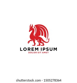 Dragon logo. Dragon fire icon. Vector illustration