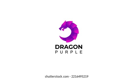 The Dragon logo forms a circular pattern with colors of purple logo design and vector
