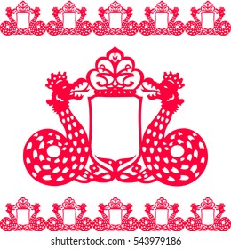 Dragon Logo Frame Vintage Red Ornament
