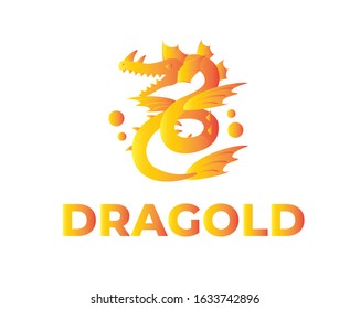 Dragon logo with gold concept.-Dragold