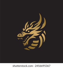 El logo del dragón es oro, simple y moderno