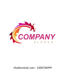 dragon logo, dragon head logo with a circular look + dragon and fire + game application icon ,china company icon