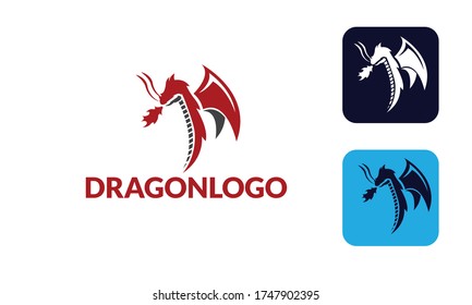 Dragon Logo with hed dragon can for company logo , branding , dragon mascot logo , with red colour and Vector EPS10
