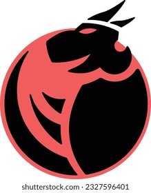 Dragon logo with horns and shell in circle base shape