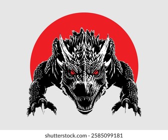 Dragon logo icon design illustration. Fearsome vector dragon. Dragon "High Quality Vector Logo" Vector illustration ideal for T-shirt. Head dragon tattoo design.