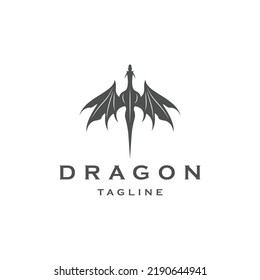 Dragon logo icon design template flat vector illustration
