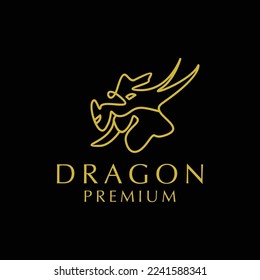 Plantilla de diseño de icono del logo del dragón vector plano